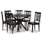 Baxton Studio Liese Modern and Contemporary Transitional Dark Brown Finished Wood 7-Piece Dining Set 177-11381-10894-Zoro - alternate 5